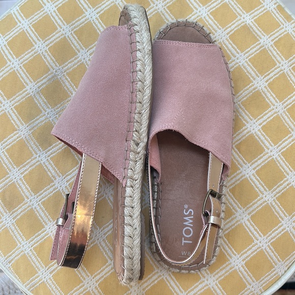 Toms Clara bloom suede / rose gold open toed espadrille - Picture 2 of 2